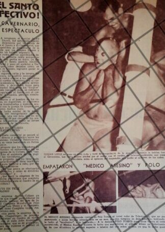 AFICHE RETRO LUCHADOR CAVERNARIO GALINDO VS EL SANTO 1954