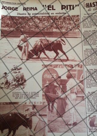 AFICHE ANTIGUO TORERO. JORGE REYNA ARTEAGA. EL PITI 1953 3
