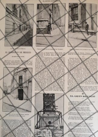 AFICHE ANTIGUO HUNDIMIENTOS EN EDIFICIOS DE LA CDMX 1907