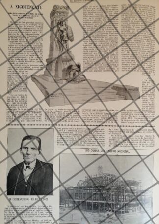 AFICHE ANTIGUO PROYECTO MONUMENTO A XICOTEMCATL 1907 Y MAS