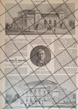 AFICHE ANTIGUO CONSTRUYEN EDIFICIO UNION REPUBLICAS AMERICANAS