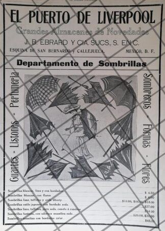 CARTEL ANTIGUO TIENDA EL PUERTO DE LIVERPOOL 1910 -46