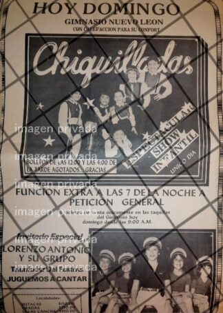 CARTEL RETRO CONCIERTO CHIQUILLADAS Y LORENZO ANTONIO MONTERREY