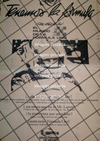 CARTEL RETRO. GRAN PREMIO DE MEXICO 1987 CANAL 13 IMEVISION