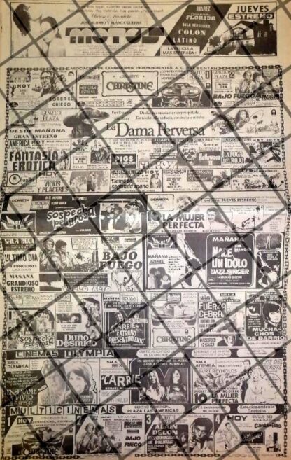 CARTELERA DE CINE RETRO MONTERREY 1984 MOTEL Y OTRAS