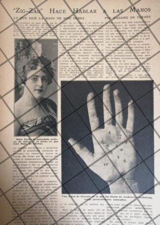 AFICHE RETRO MADAME DE THEBES LEE MANO A MIMI DERBA 1920