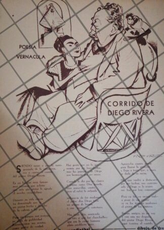 CARICATURA ANTIGUA. DIEGO RIVERA Y FRIDA KAHLO /FREYRE 1952