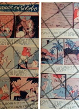 TIRA COMICA ANTIGUA. 5 SEMANAS EN GLOBO 1945 JULIO VERNE