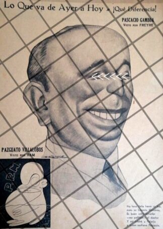 CARICATURA RETRO RAFAEL PASCASIO GAMBOA 1940s POR FREYRE