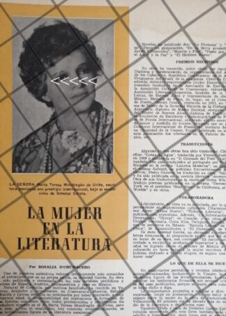 AFICHE RETRO MARIA TERESA MONDRAGON DE URIBE 1975