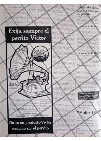 CARTEL PUBLICITARIO RETRO 1911 FONOGRAFO VICTROLA VICTOR 1