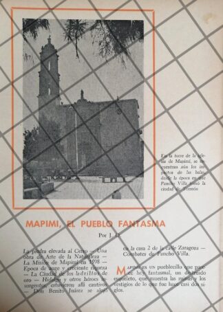 AFICHE RETRO IGLESIA Y PUEBLO DE MAPIMI, DURANGO 1969