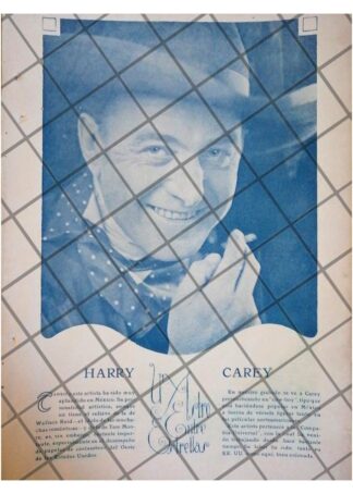AFICHE ANTIGUO ACTOR. HARRY CAREY 1920 CINE MUDO
