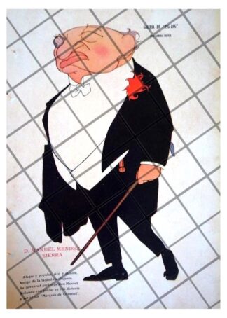 CARICATURA ANTIGUA MANUEL MENDEZ SIERRA 1920 POR CABRAL