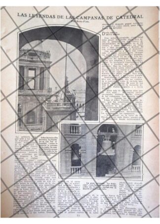 AFICHE ANTIGUO LEYENDA DE LAS CAMPANAS DE LA CATEDRAL 1920