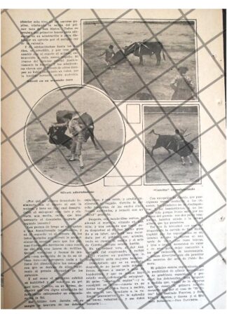 AFICHE RETRO JUAN SILVETI Y CORCITO . CORRIDA DE TOROS 1920