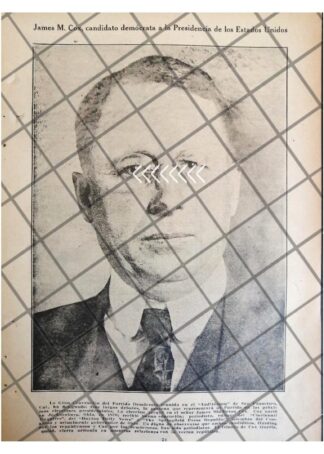 AFICHE RETRO JAMES MIDDLETON COX CANDIDATO DEMOCRATA 1920