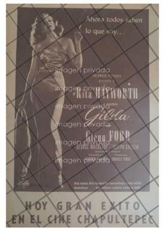 AFICHE DE CINE ANTIGUO PELICULA. GILDA. RITA HAYWORTH 1946