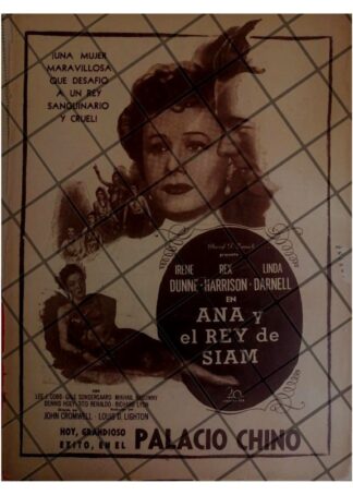 AFICHE ANTIGUO PELICULA. ANA Y EL REY DE SIAM 1947
