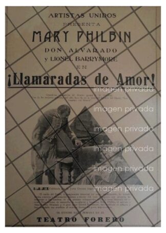 CARTEL ANTIGUO PELICULA. LLAMARADAS DE AMOR 1929 CINE MUDO