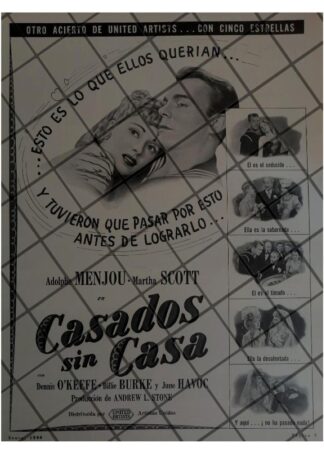 CARTEL ANTIGUO PELICULA. CASADOS SIN CASA 1944