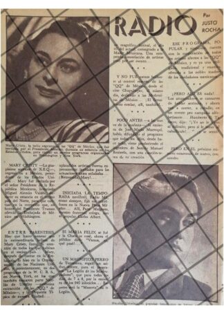 AFICHE RETRO. NICOLAS URCELAY Y MARY CRISTY XEQ RADIO 1947
