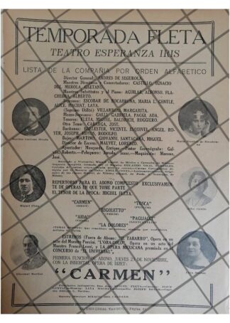 CARTEL ANTIGUO TEMPORADA DEL TEATRO IRIS 1922