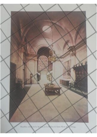 LITOGRAFIA ANTIGUA SACRISTIA LA BASILICA DE GUADALUPE 1938