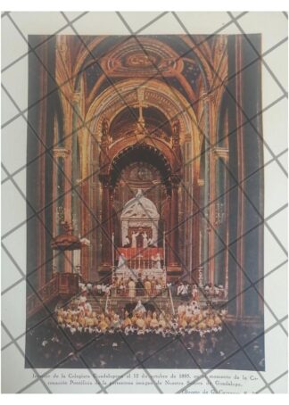 LITOGRAFIA ANTIGUA COLEGIATA CATEDRAL DE GUADALUPE 1938