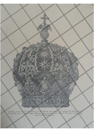 GRABADO ANTIGUO CORONA DE LA VIRGEN DE GUADALUPE 1938