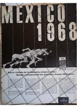 CARTEL PUBLICITARIO RETRO RELOJES OMEGA Y MEXICO 68 /2