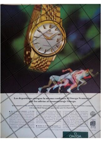 CARTEL PUBLICITARIO RETRO RELOJES OMEGA Y MEXICO 68