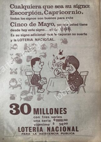 CARTEL ANTIGUO ORIGINAL DE LA LOTERIA NACIONAL. 1968 / 56