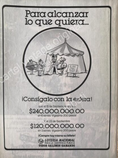 CARTEL ANTIGUO ORIGINAL DE LOTERIA NACIONAL. 1970s /118