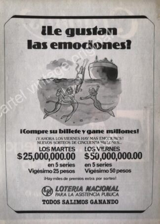 CARTEL ANTIGUO ORIGINAL DE LOTERIA NACIONAL. 1970s /114