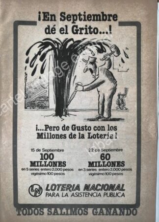 CARTEL ANTIGUO ORIGINAL DE LOTERIA NACIONAL. 1970s DIBUJO ABEL QUEZADA /113