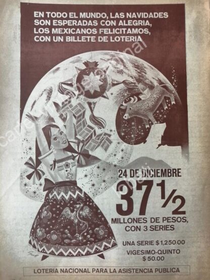 CARTEL ANTIGUO ORIGINAL DE LA LOTERIA NACIONAL 1967 /91