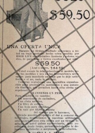 PUBLICIDAD RETRO TIENDA HIGH LIFE 1926 /13