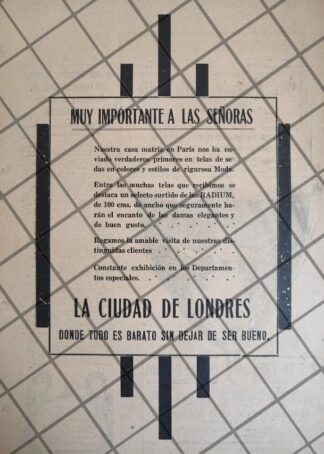 PUBLICIDAD RETRO TIENDA LA CIUDAD DE LONDRES 1920 /14