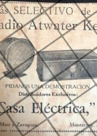 CARTEL PUBLICITARIO ANTIGUO RADIOS ATWATER KENT 1929