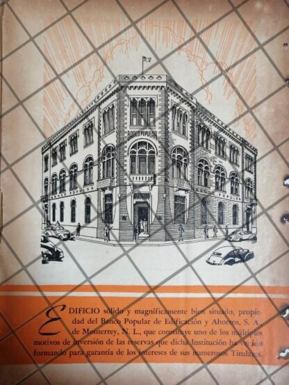 CARTEL RETRO BANCO POPULAR DE EDIFICACION Y AHORRO 1945