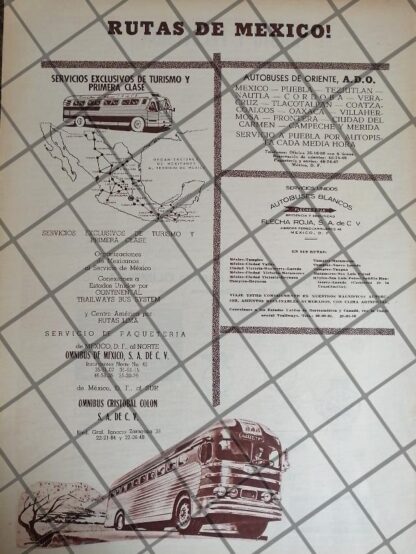 2 AFICHES RETRO. RUTAS CAMIONERAS DE MEXICO 1960s /6 - Image 2