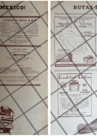 2 AFICHES RETRO. RUTAS CAMIONERAS DE MEXICO 1960s /5