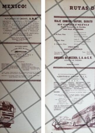 2 AFICHES RETRO. RUTAS CAMIONERAS DE MEXICO 1960s /4