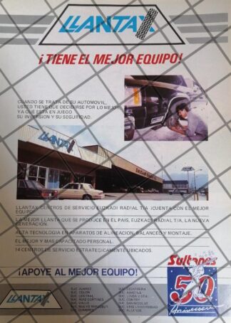 AFICHE RETRO LLANTAX FELICITA 50 AÑOS DE SULTANES 1989