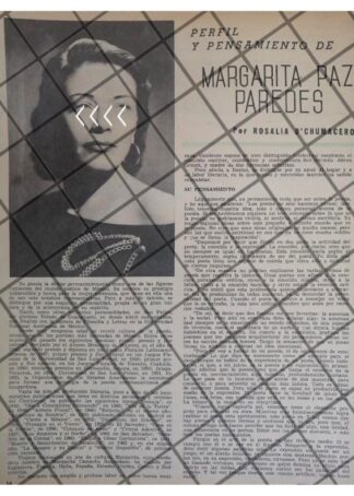 AFICHE RETRO ESCRITORA. MARGARITA PAZ PAREDES 1963