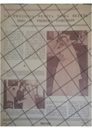 AFICHE RETRO 1RA COMUNION NORA PATRICIA BETETA 1953