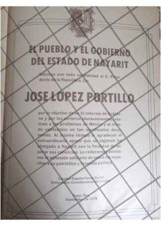 AFICHE POLITICO RETRO NAYARIT FELICITA A LOPEZ PORTILLO 1979