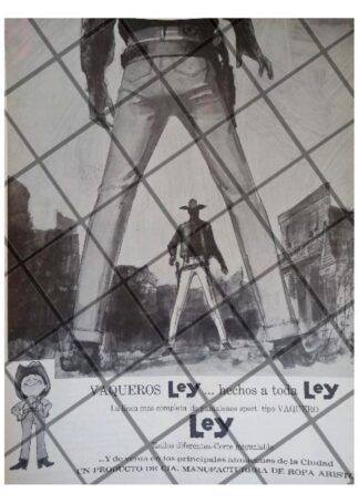 CARTEL PUBLICITARIO RETRO PANTALONES VAQUEROS LEY 1967