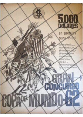 AFICHE RETRO. CONCURSO COPA MUNDIAL 1962 O´CRUZEIRO